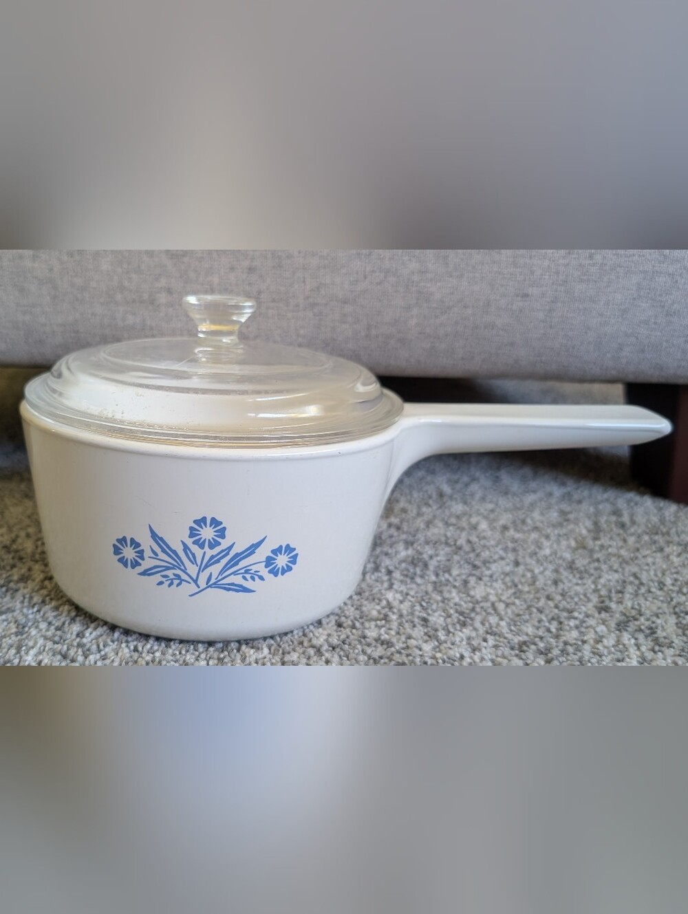 Vintage Corning Ware Blue Cornflower 1 Quart Sauce Pan w/ Glass Lid Pyrex P-81-C
